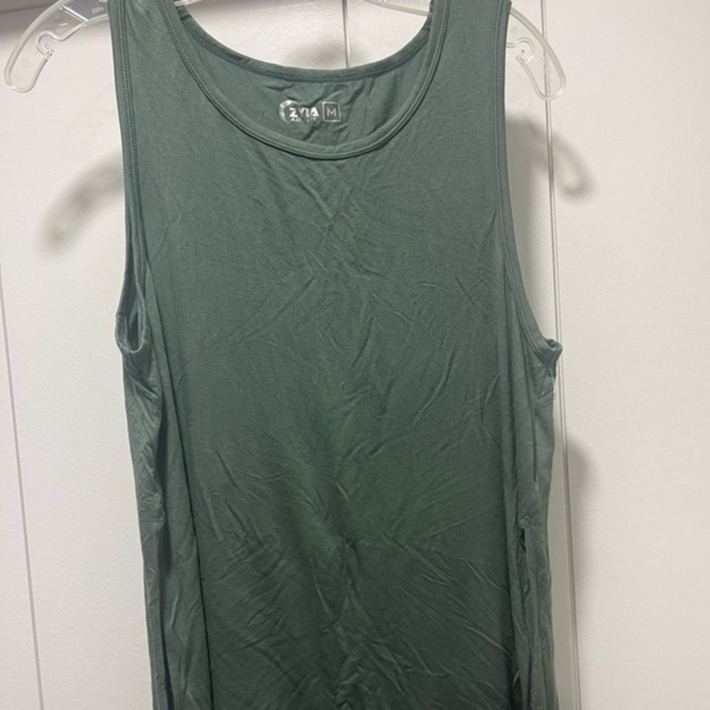 Zyia Active Women's Athletic Reflective Slit Olive Green Tank Size Med